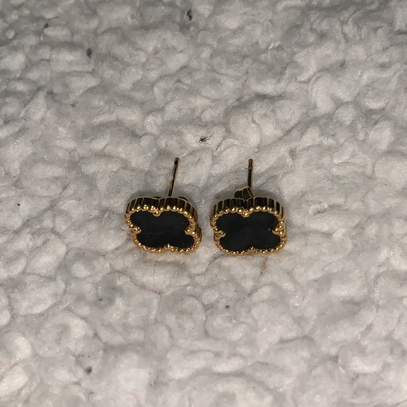 3 Gold Clover Earring Set (Red, Black, and Opal) - Picture 16 of 17